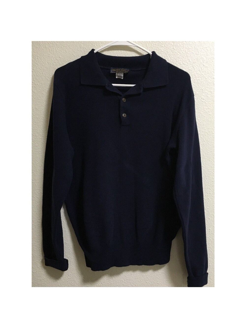 Vintage Andrew Rohan Mens Pullover Sweater Navy USA Network Grandpa Size M